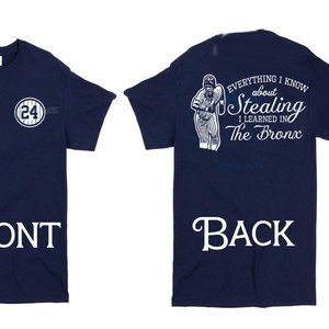 Rickey Henderson Everything I Know about Stealing I learned in the Bronx shirt